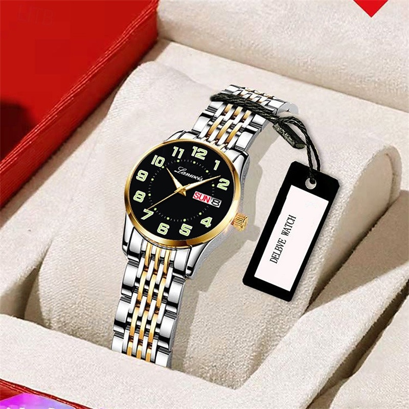 Relógio feminino digital com pulseira de aço inoxidável, calendário e indicador de semana, moderno e elegante para o dia a dia, viagens, uso noturno, ocasiões casuais, esportes e negócios. de 2026 por $19.99 –P1