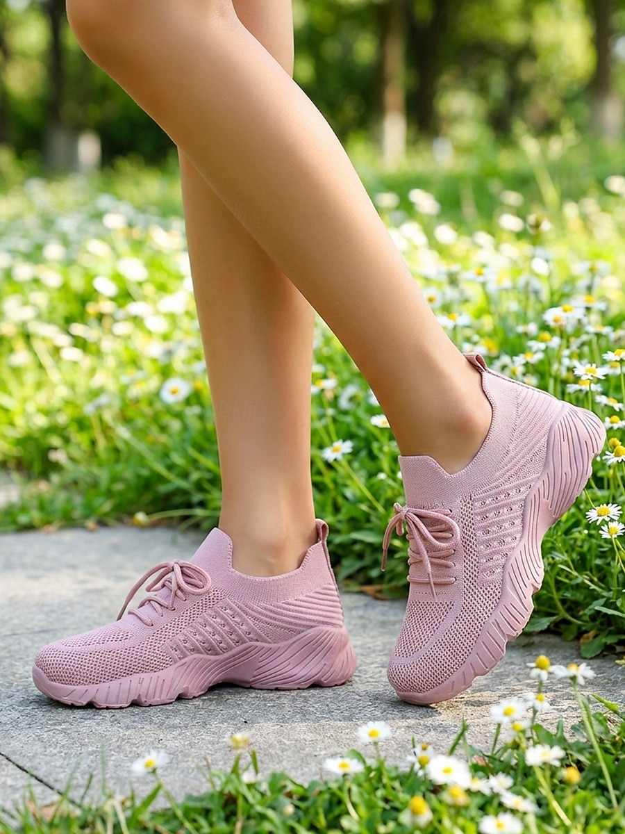 scarpe da ginnastica casual da donna in Flyknit rosa - scarpe da ginnastica traspiranti, morbide e ammortizzate, comode da indossare ogni giorno, per viaggi, lavoro, shopping, fitness e attività del 2026 a $24.99 –P4