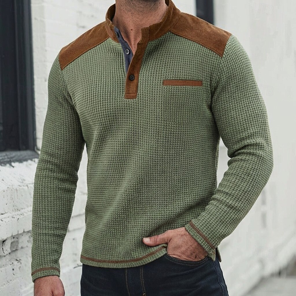 Herr Våffel T-shirt T-shirt Waffle Henley Shirt Långärmad Henley Vår & Höst Ensfärgat Traditionell / Vintage Ledigt Färgblock Slät Ledigt Hem Utomhus Marinblå Topp t-shirt för män 2026 - $22.99 –P5