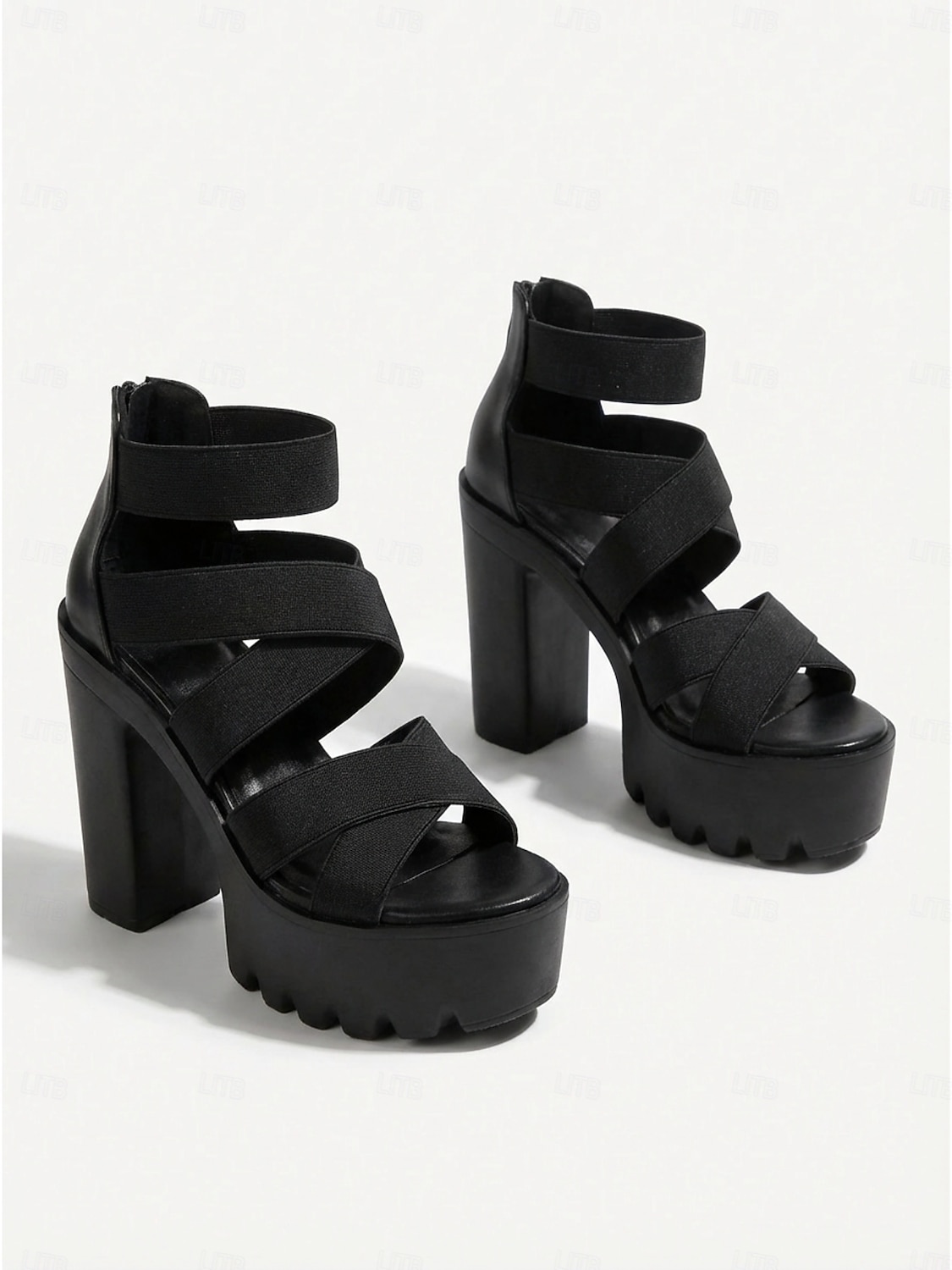 Women's Black Platform Dress Sandals - Chunky High Heel Strappy Heels with Lug Sole for Office Dress, Formal Parties & Professional Events 2026 - $34.99 –P2