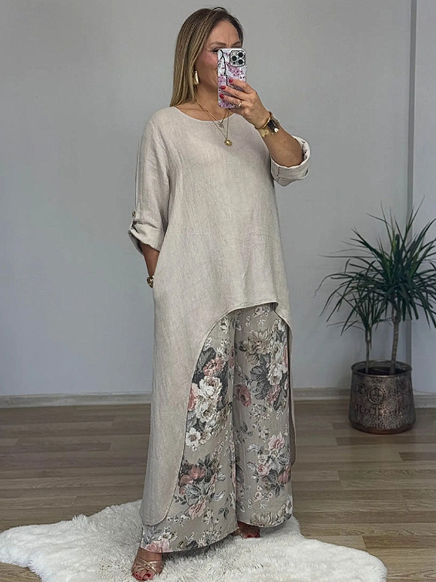 Mulheres Conjuntos de calças Bolero Top Manga Longa Decote Redondo Floral Gráfico Imprimir Moda Roupa de rua Casual Diário Ao ar livre Branco Amarelo Rosa Verão Ajuste Largo de 2026 por $43.99 –P2