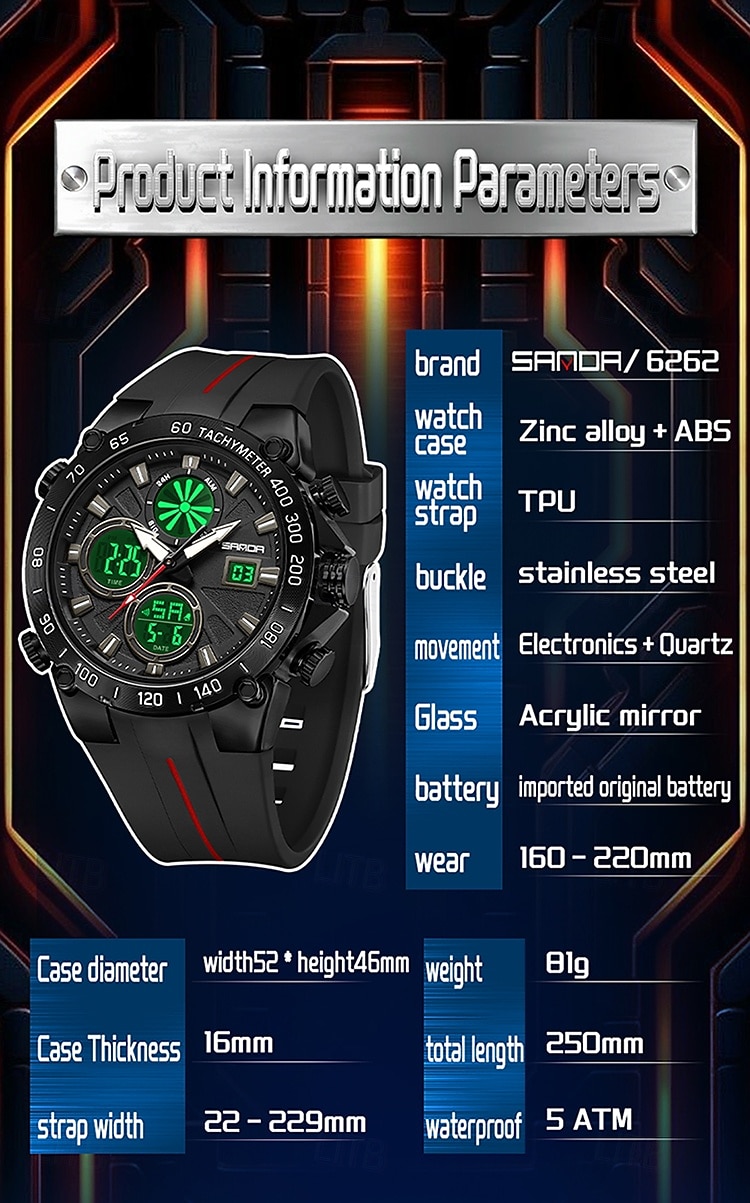 SANDA גברים שעון דיגיטלי מינימליסטי רטרו וינטג ' פאר ספורטיבי זורח שעון עצר Alarm Clock ספירה לאחור ג'ל סיליקון שעון 2026 - $38.99 –P9