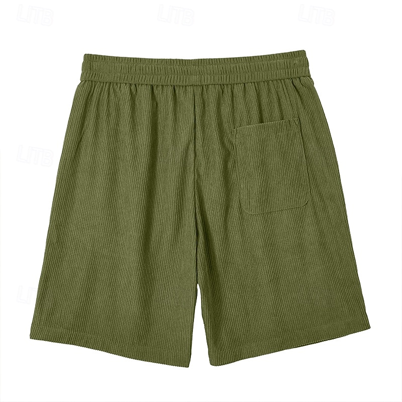 Homens Shorts de verão Shorts de praia Shorts casuais Shorts de veludo cotelê Com Cordão Cintura elástica Côr Sólida Conforto Respirável Comprimento do joelho Diário Ao ar livre Feriado Férias Moda de 2026 por $20.99 –P17