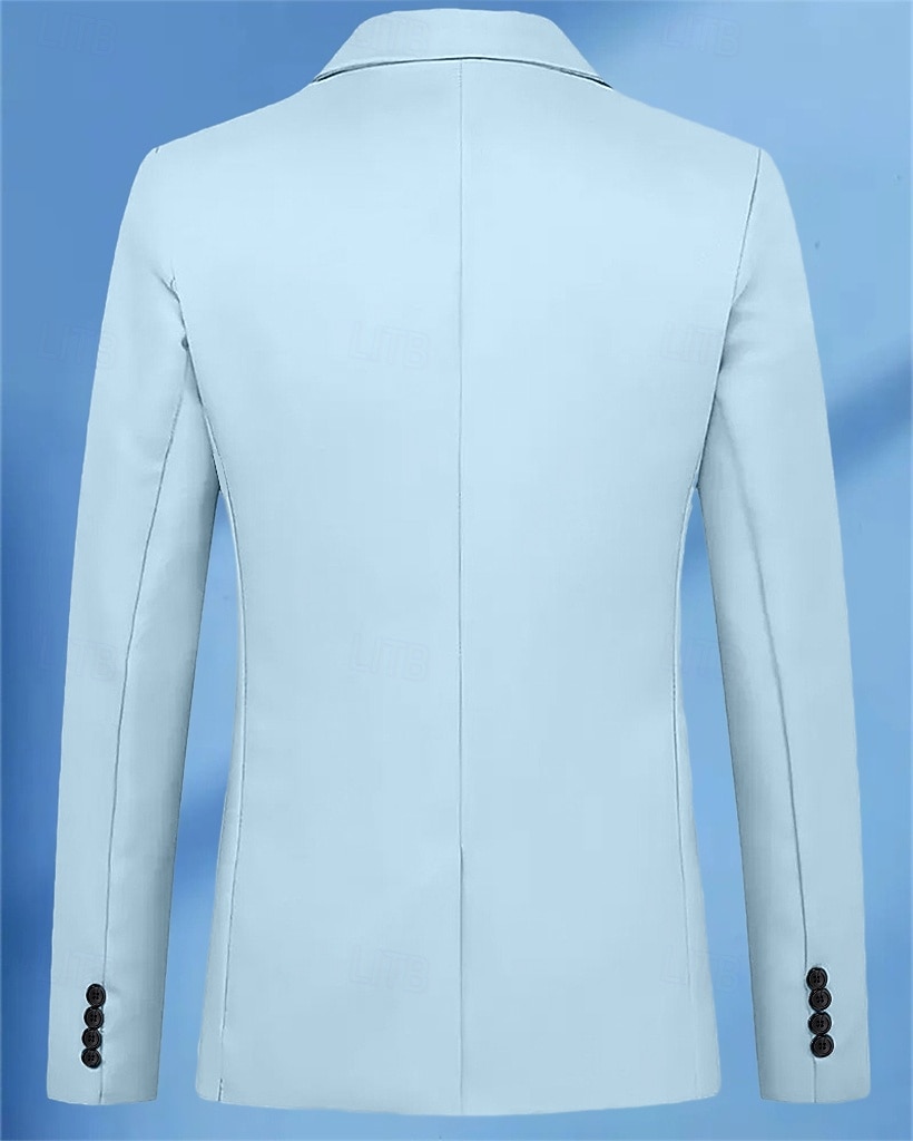 Herre Blazer Virksomhet Cocktailfest Bryllupsfest Mote Fritid Vår Høst Polyester عادي Lomme Knapper Bekvem Enkeltkneppet Blazer Svart Navyblå Himmelblå 2026 - $65.99 –P2