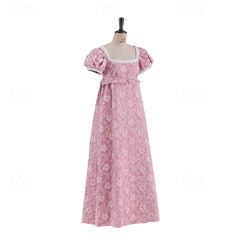 Retro Vintage Mittelalterlich Renaissance Bodenlang Kleid Ballkleid Kleid im Regency-Stil Puffärmel / Ballon Jacquard Blumen Kostüm Damen Halloween Karneval Abschlussball Hochzeit Maskerade Erwachsene 2026 - $55.99 –P4