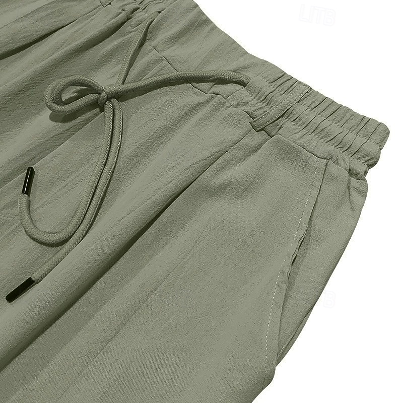 Bărbați Pantaloni de in Pantaloni de vară Pantaloni de plajă Cordon Talie elastică Picior drept Simplu Confort Comfortabil Lungime totală Casual Zilnic În aer liber Vacanță Modă Albastru piscină Negru 2026 - $24.99 –P2