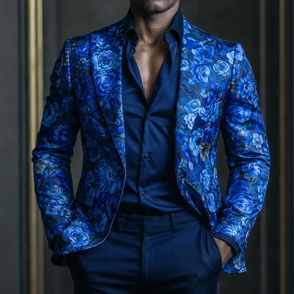 Homens Estampa floral Jaqueta Blazer Casaco Da Moda Confortável Respirável Artistíco Casual Diário Festa Formal Impressão 3D Botões Bolso multi Outono & inverno Primavera Entalhe Manga Longa Azul de 2026 por $85.99 –P2