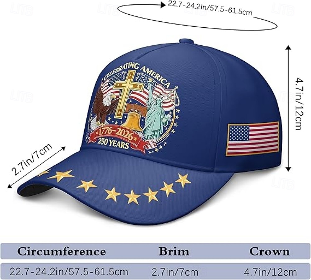 Кепка к 250-летию с орлом свободой и крестом Патриотическая американская кепка для commemorative celebration и национальной гордости семиквинтескеннального 2026 - $19.99 –P1