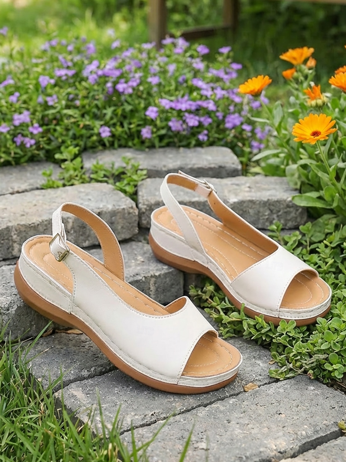 Witte slingback sandalen voor dames - comfortabele sandalen met verstelbare gespsluiting, ideaal voor casual uitjes, zomerse stranddagen en dagelijks gebruik. 2026 - $19.99 –P7