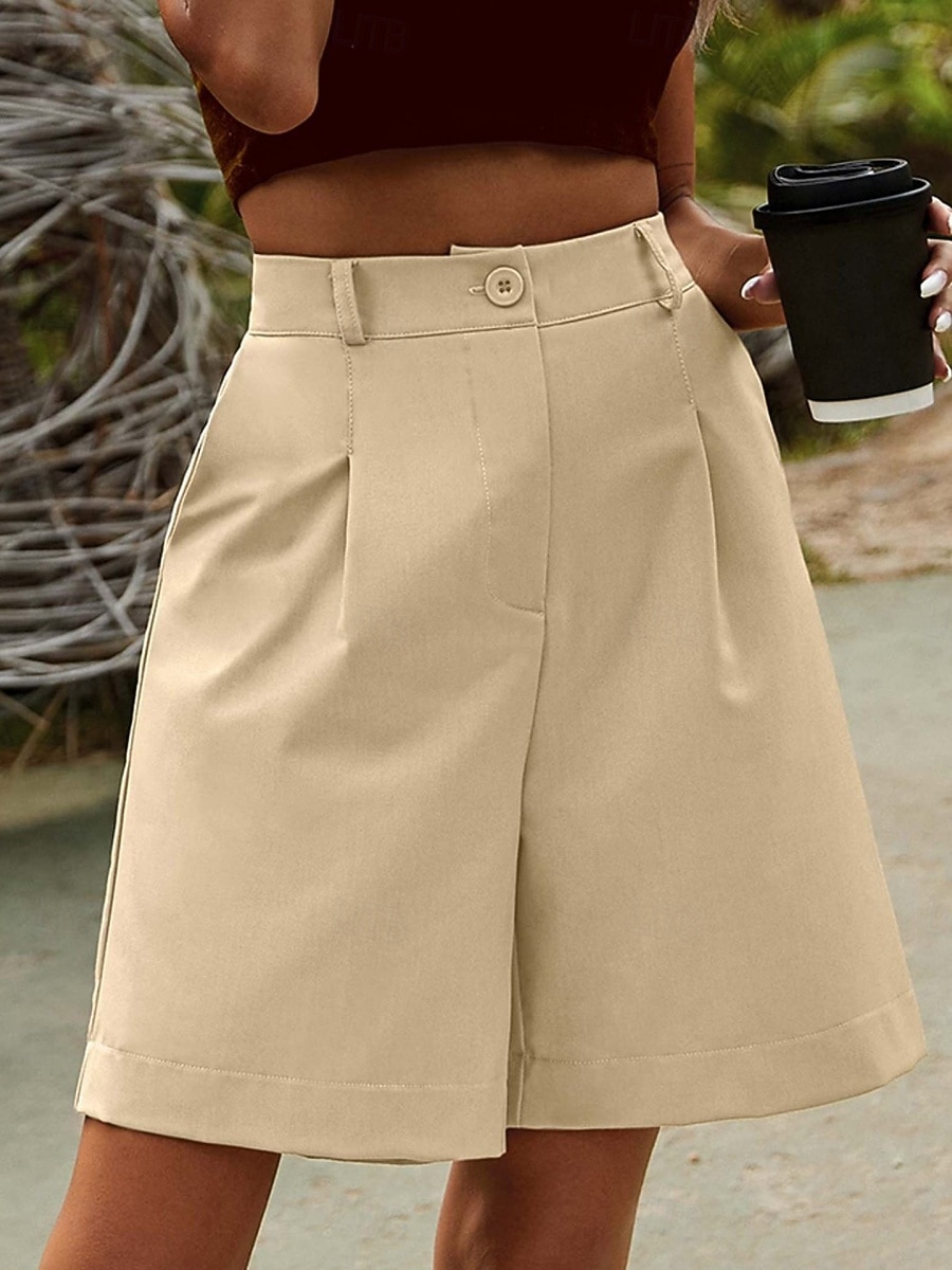 Per donna Pantaloni effetto lino Chinos Shorts Pantaloncini Estivi Vacanza Moda Streetwear Corto Vita Alta Tinta unica Tasca Comodo Morbido Confortevole Micro-elastico All'aperto Streetwear Nero del 2026 a $24.99 –P20