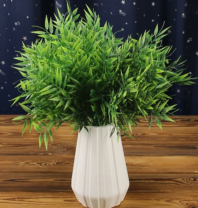 6 wiązek sztucznych liści bambusa, sztuczne kwiaty z tworzywa sztucznego do dekoracji wnętrz, kompozycja stołowa do salonu i ogrodu 2026 - $19.99 –P1