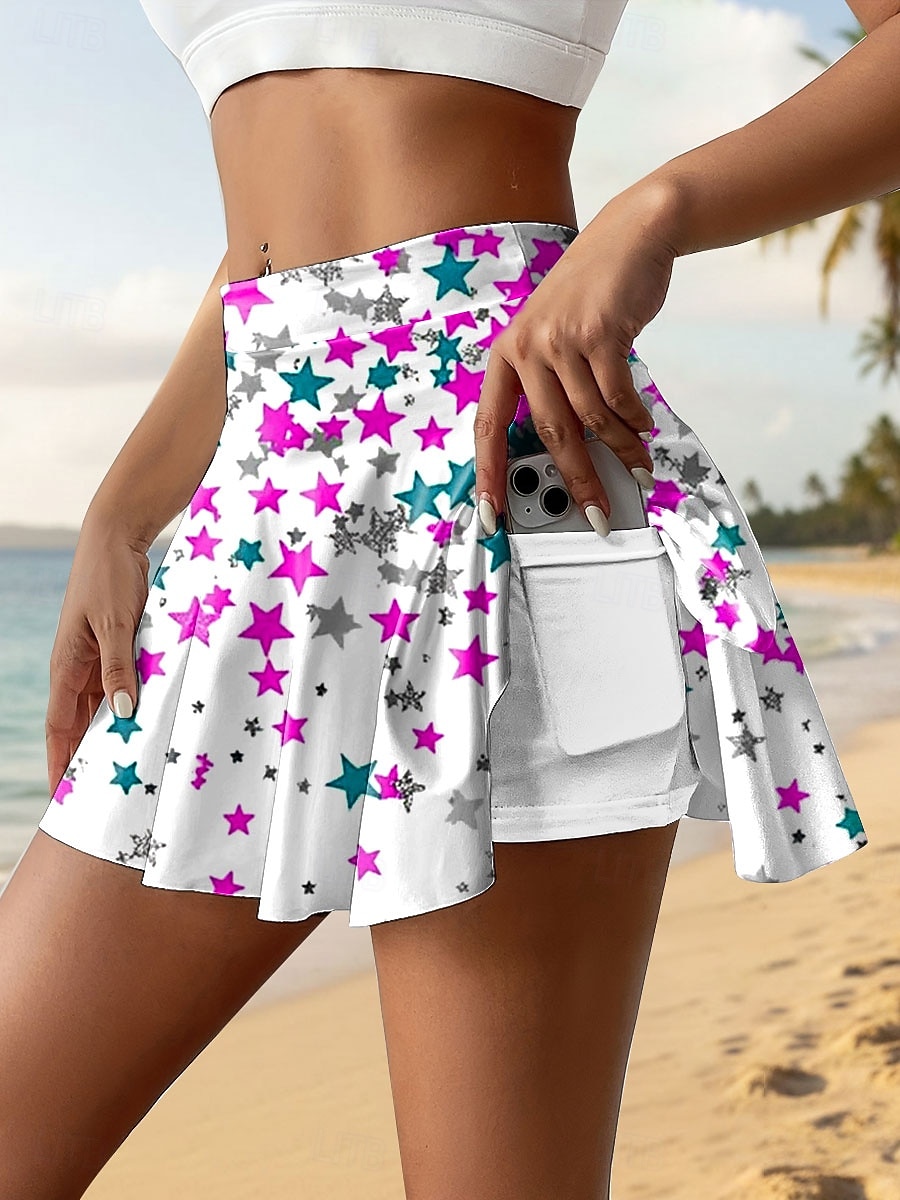 Falda de Tenis Patriótica de Día de la Independencia de Mujeres Moda Casual Mini Cintura Alta Falda Gráfico Elástico Diario Playa Azul Amarillo Rosa Rojo Verano 95% Poliéster 5% Spandex 2026 - $21.99 –P3
