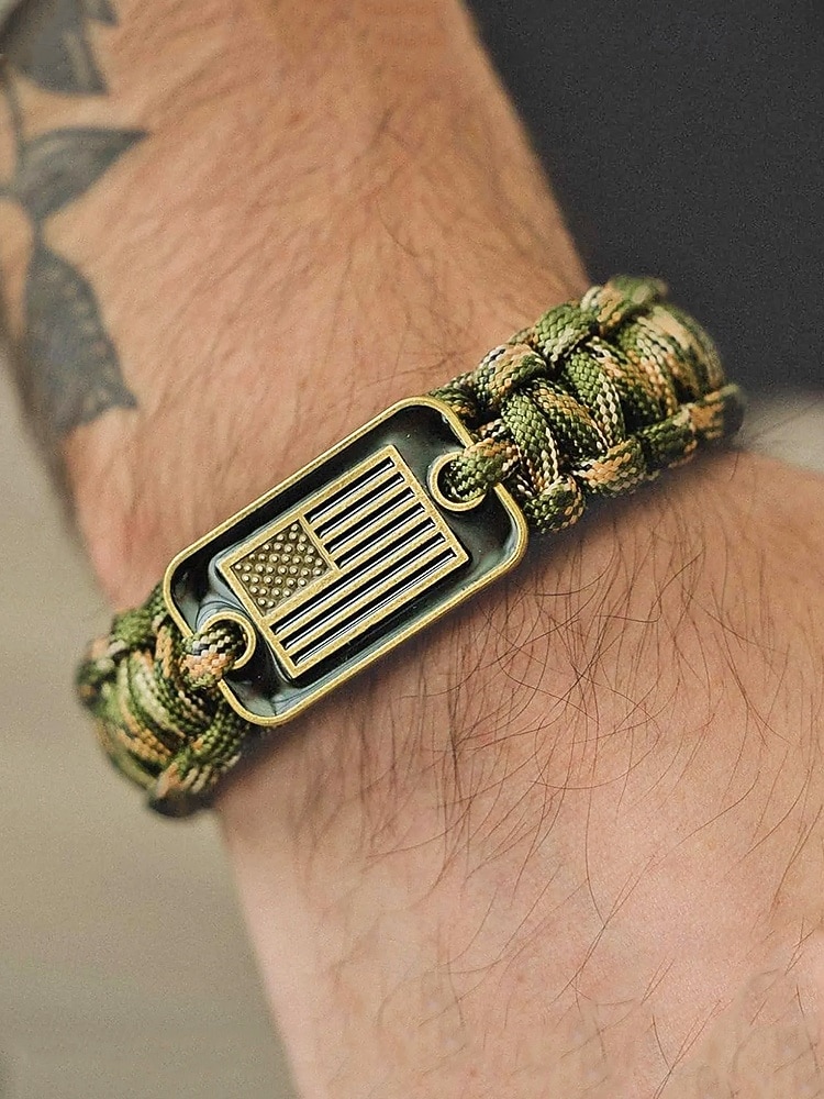 USA 250. Jubiläum Männer Amerikanische Flagge Paracord Armband Langlebiges Polyester- und Legierungsmaterial Verstellbare Größe Perfekt für Unabhängigkeitstag alltägliche Freizeitkleidung 2026 - $7.99 –P1