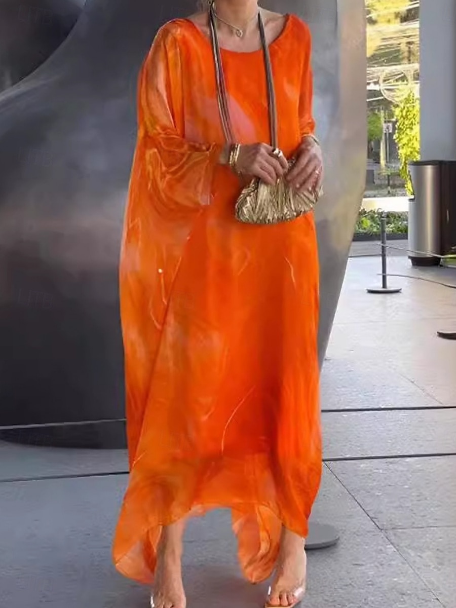 Femmes Robe maxi Robe de Cocktail Robe en Chiffon Robe Imprimée Élégant Mode Moderne Extérieur Vacances Sortir Coupe Ample Marbre Manche Courte Col ras du cou Bleu Jaune Rouge Gris Été Printemps de 2026 ? $32.99 –P4