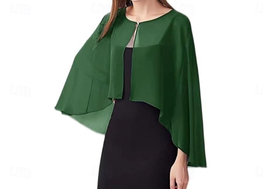 Women's Wrap Mother's Wraps Bridal's Wraps Wedding Guest 's Wraps Cape Elegant Ladies Formal Style Sleeveless Chiffon Wedding Wraps With Pure Color For Daily Summer 2026 - $22.99 –P3