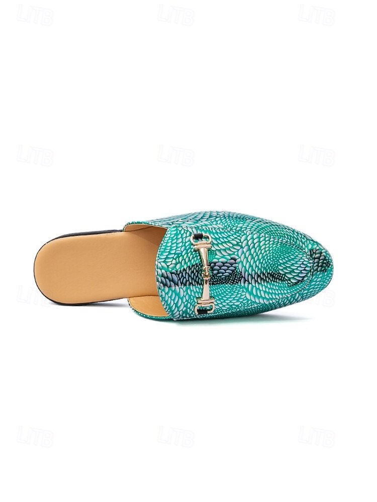 Men's Faux Leather Green Textured Slip-On Loafers, Elegant and Bold Wedding Shoes for Special Occasions 2026 - $46.99 –P10