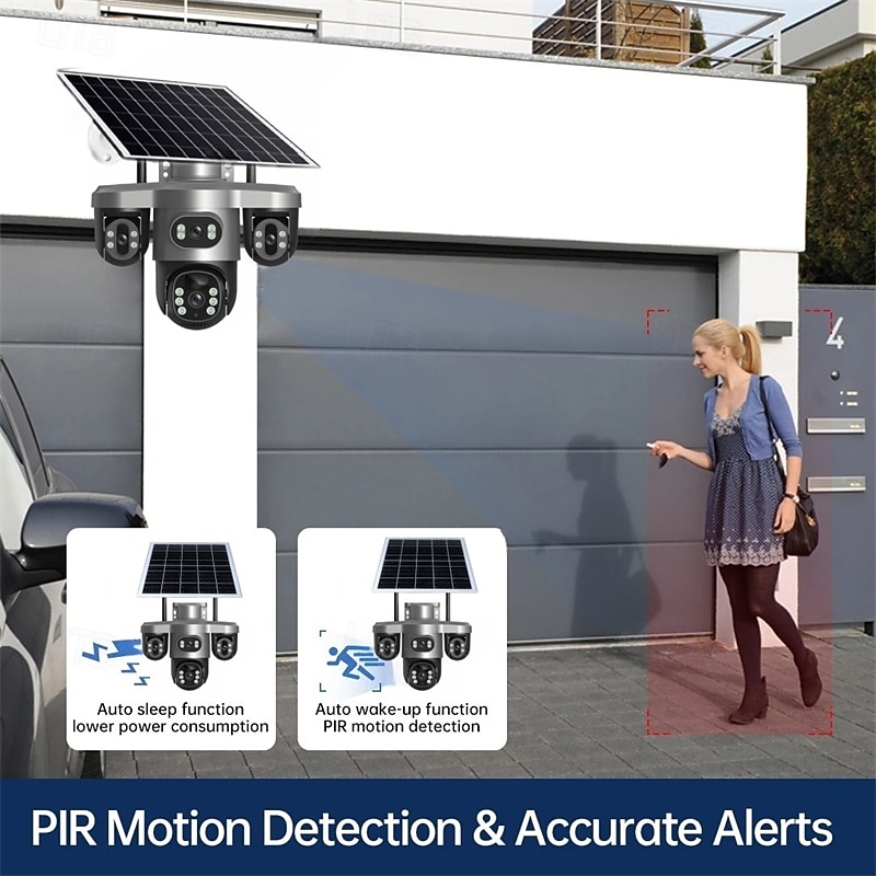 8K Solar-Powered Surveillance Camera Full HD Triple Lens Color Night Vision Human Detection Two-Way Audio IP66 Waterproof Rating 2026 - $185.99 –P4