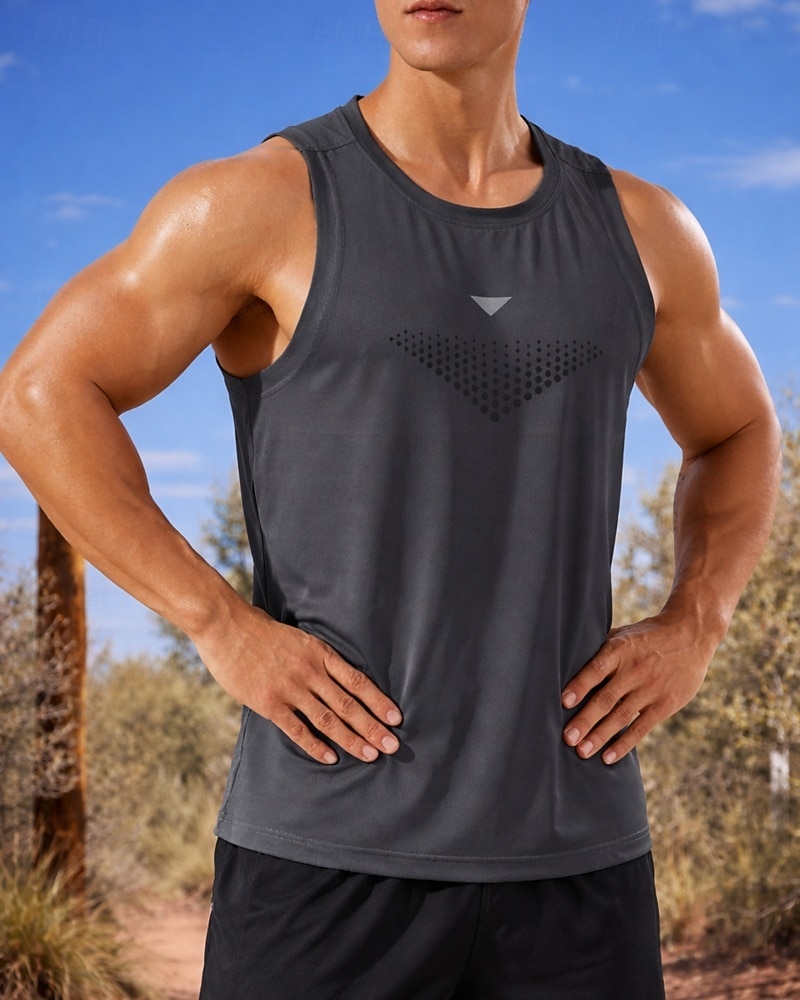 Herre Ensfarget Treningstank topp Singlet til jogging Sportstopp Sommer Ermeløs Hurtigtørkende Fukttransport Pustende Treningsøkt Vandring Jogge Mørkegrå lysende grønne Svart Sports Sportsklær 2026 - $8.99 –P8
