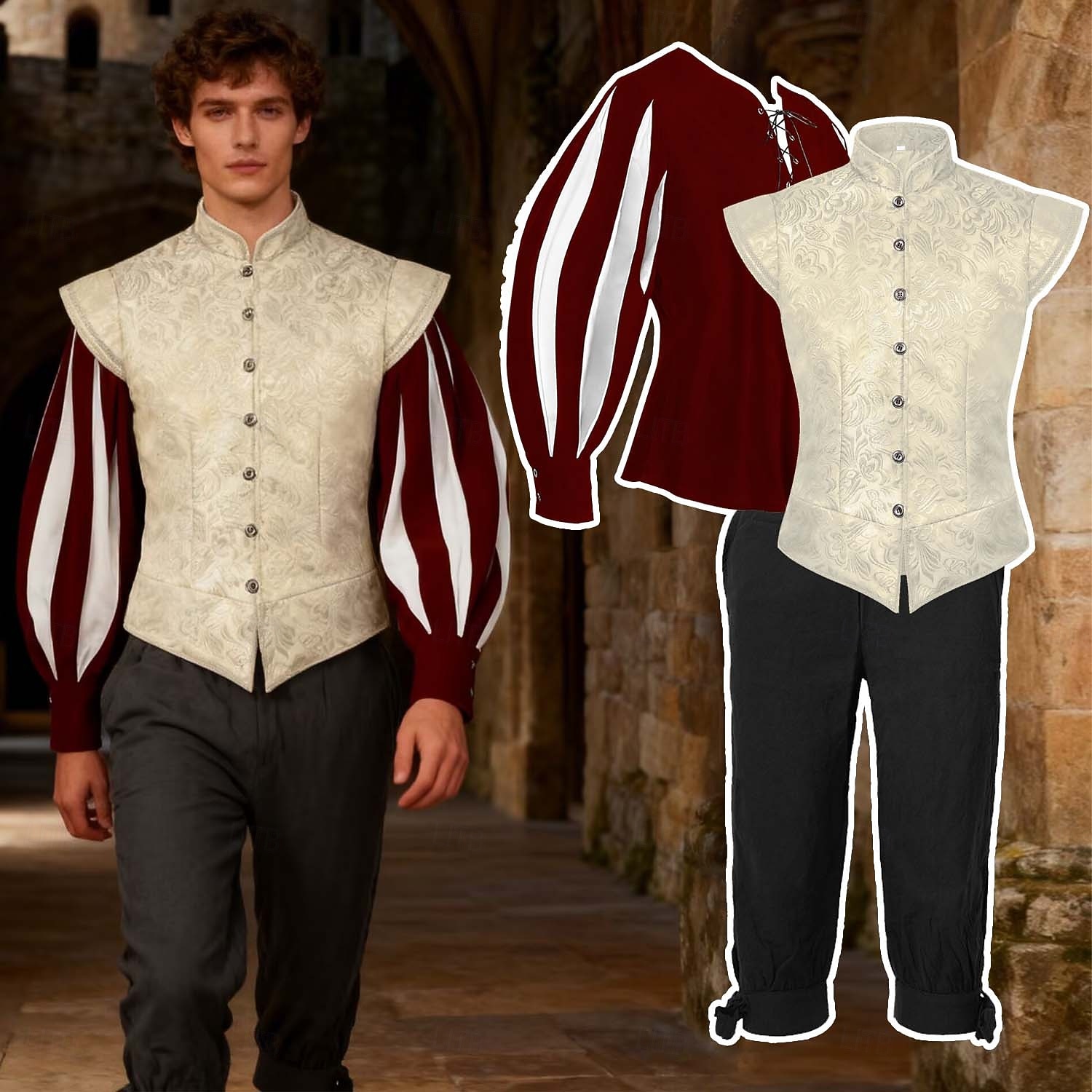 Medieval Renacimiento Disfraz de lujo Caballero caballero celta Atuendo real Disfraz Hombre Fantasía Víspera de Todos los Santos Carnaval Rendimiento LARP Feria Ren Adulto Chalecos Camisas Pantalones 2026 - $105.99 –P5