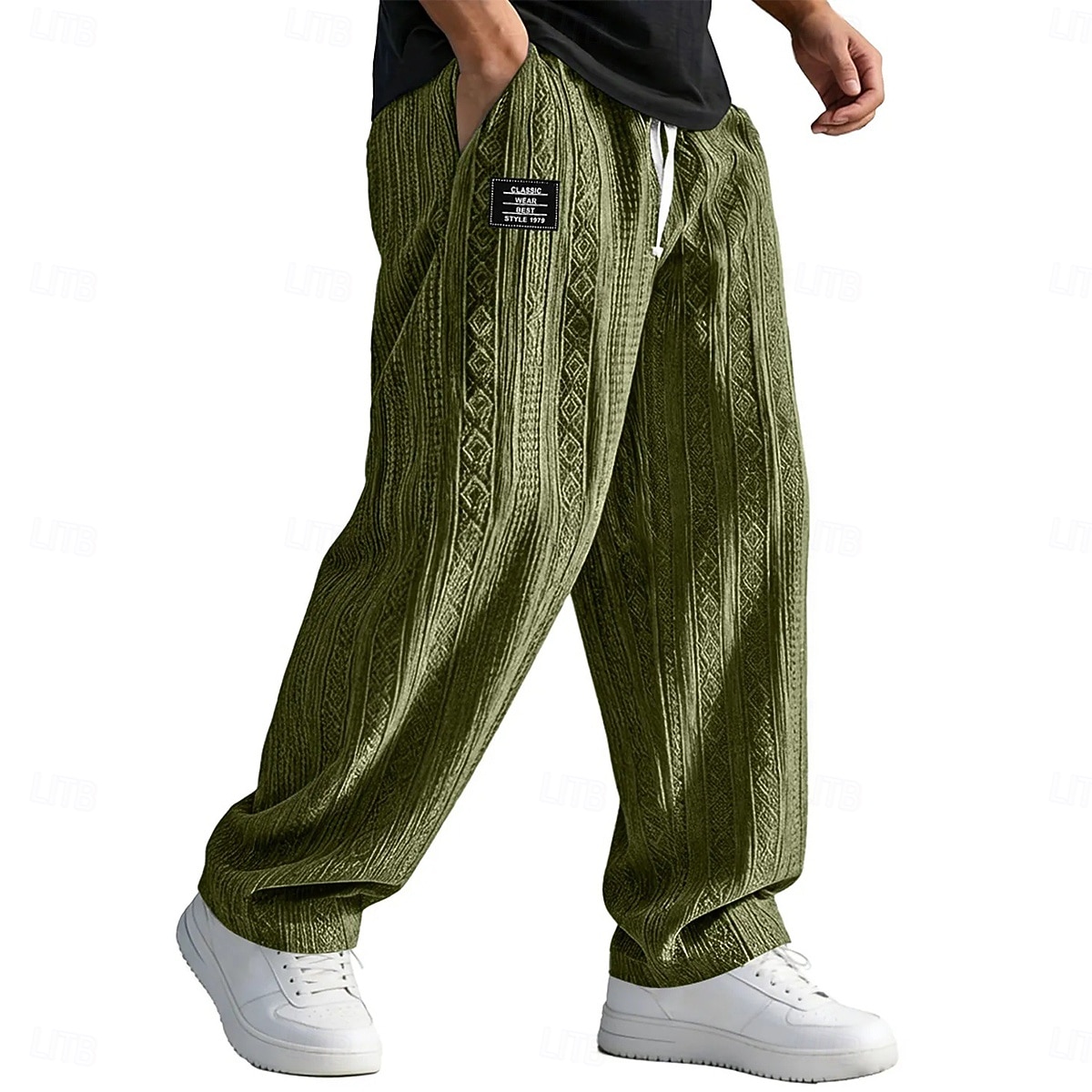 Per uomo Pantaloni Pantaloni Larghi Pantaloni casual Pantaloni testurizzati Jacquard Elastico in vita Gamba Dritta Semplice Traspirante Lunghezza intera Casuale Quotidiano All'aperto Vacanza Moda del 2026 a $25.99 –P8