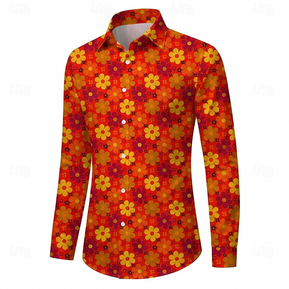 Retro Antiguo Años 70 Camisas Camisa hawaiana Larga Hippie Floral Disfraz Hombre Mascarada Festival de Música Fiesta Ropa Cotidiana Adulto Camisas 2026 - $23.99 –P3