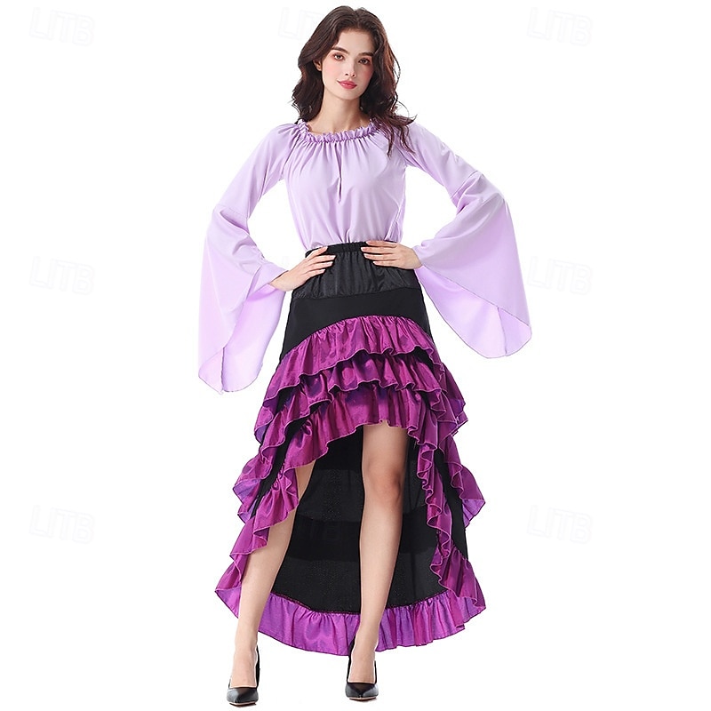 Set Gotico Medievale Rinascimento Gonna Blusa / Camicia Corsetto Lunghe Pirata Linea ad A Scollo Tondo Costume Per donna Halloween Carnevale Fiera Rinascimentale LARP Festa a tema retrò Adulti del 2026 a $78.99 –P8