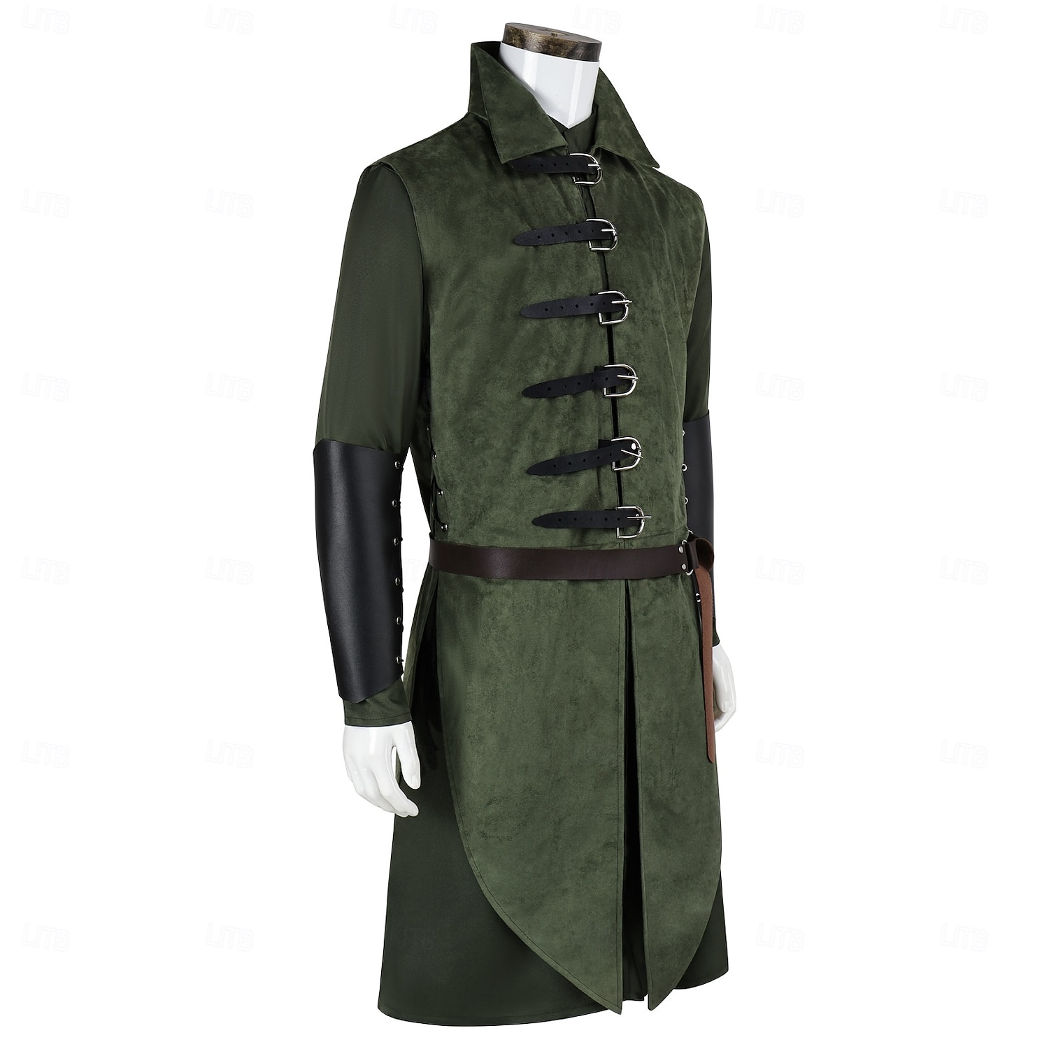 Conjunto Retro Antiguo Medieval Renacimiento Armas y Armaduras Chaleco Cinturón con accesorios Larga Ranger Corte A Disfraz Hombre 4 piezas Víspera de Todos los Santos Carnaval Mascarada Feria del 2026 - $83.99 –P4