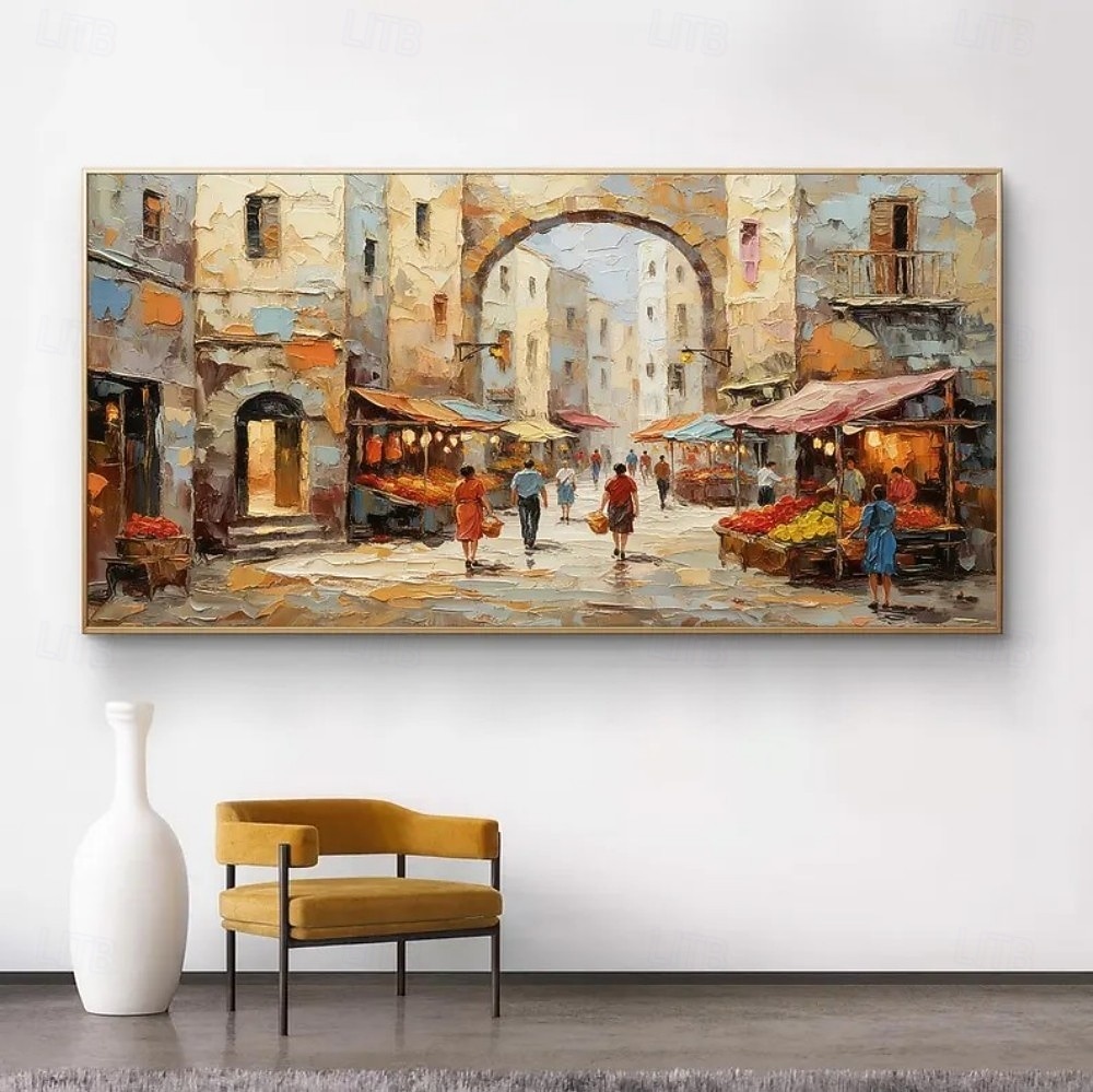 kézzel készített olajfestmény vászon faldekoráció építészet utcakép lakberendezéshez keret nélküli, feszítetlen festmény 2026 - $87.99 –P3