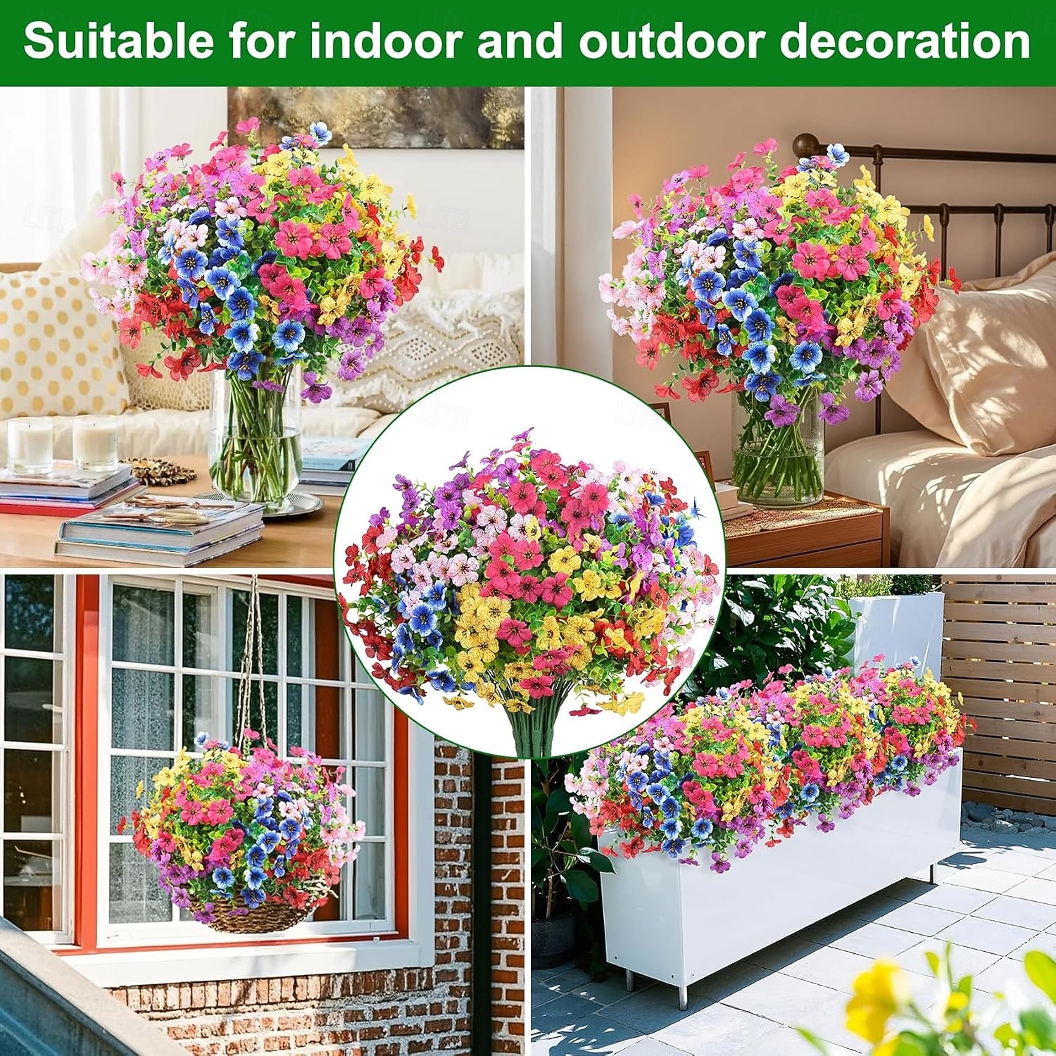 24 Bundles Artificial Flowers for Outdoors Fake Silk Flowers UV Resistant Faux Plastic Plants for Spring Summer Garden Porch Window Box Table Vase Home Indoor Outdoor Decoration, Mixed 2026 - $38.99 –P6