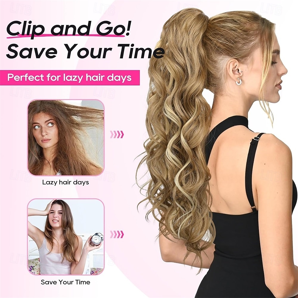 Ponytail Extension, 18" Claw Clip Ponytail Extension Wavy Ponytails Hair Extensions Jaw Clip on Pony Tails Natural Synthetic Hairpiece for Women Daily, Dark Ash Blonde with Golden Ends 18 Inch 2026 - $22.99 –P3