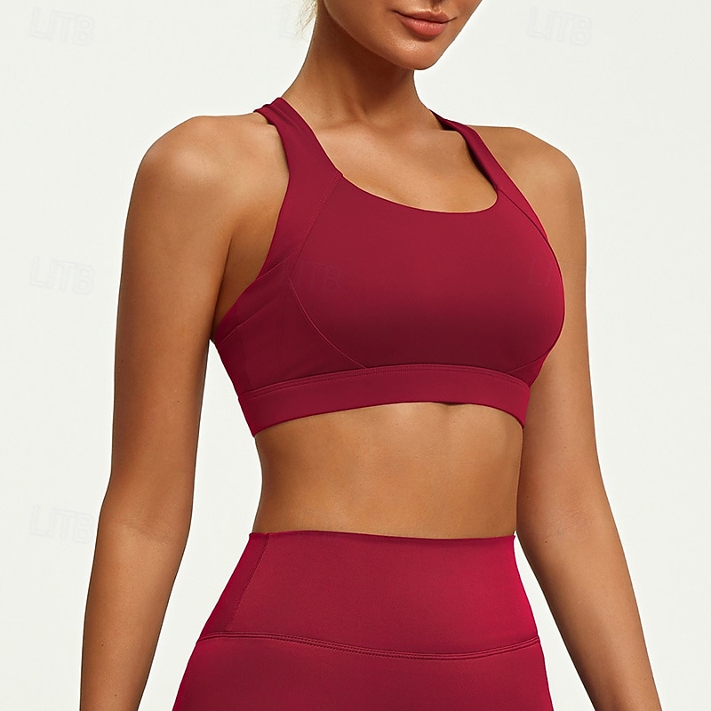 Per donna Supporto medio Canotta con imbottitura Reggiseno da corsa Snello Top reggiseno Imbottito Palestra Esercizio Corsa Leggero Elastico Traspirante Nero Bianco Rosso Tinta unita del 2026 a $16.49 –P1