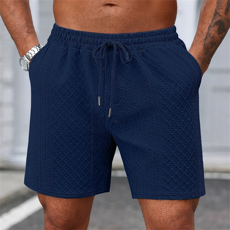 Per uomo Shorts Pantaloncini casual Jacquard Testurizzato Semplice Comodità Traspirante Lunghezza al ginocchio Casuale All'aperto Spiaggia Vacanza Moda Blu marino Grigio chiaro Micro-elastico del 2026 a $18.99 –P6