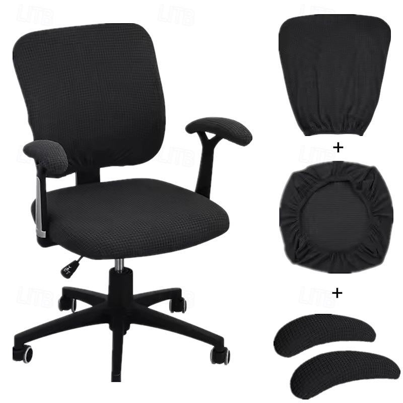 4PCS 1set Stretch Chair Cover Set Elastic Seat Cushion Backrest and Armrest Covers Non Slip Slipcovers for Office Computer Desk Dining Chair 2026 - $15.49 –P2