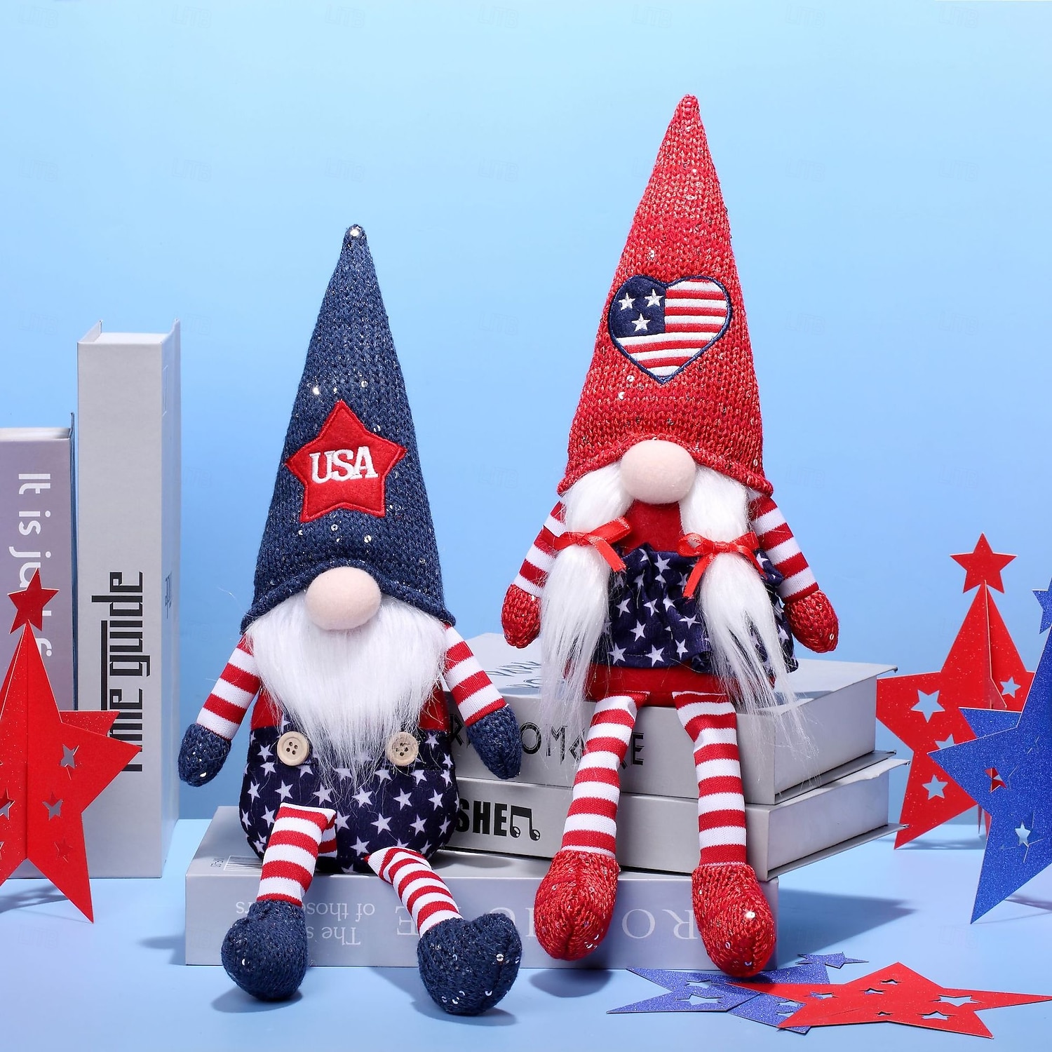 2 Pack Independence Day Striped Pentagram Dwarf Faceless Doll Rudolf Doll Decoration 2026 - $19.99 –P2