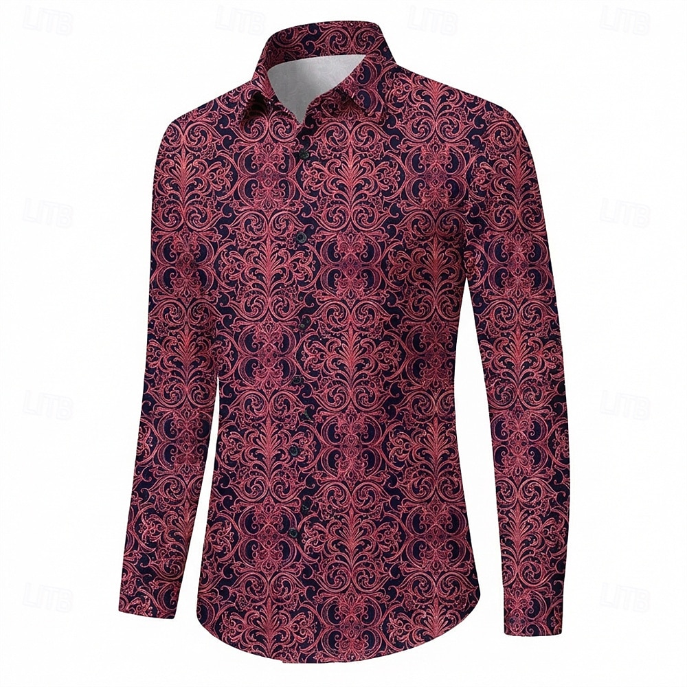 Rétro Vintage Années 1970 Chemise Chemise Aloha Manches longues Hippie Géométrique Déguisement Homme Mascarade Festival de Musique Soirée Tenue quotidienne Adulte Chemise de 2026 ? $23.99 –P4