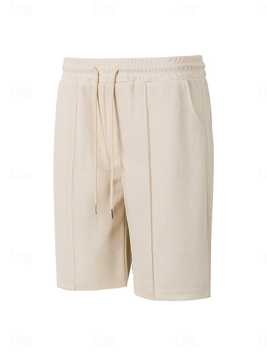 Homens Calções Waffle Calção Shorts de verão Shorts casuais Com Cordão Bolsos Cintura elástica Tecido Conforto Respirável Curto Ao ar livre Férias Verão Desporto Casual Vinho Micro-Elástica de 2026 por $18.99 –P3