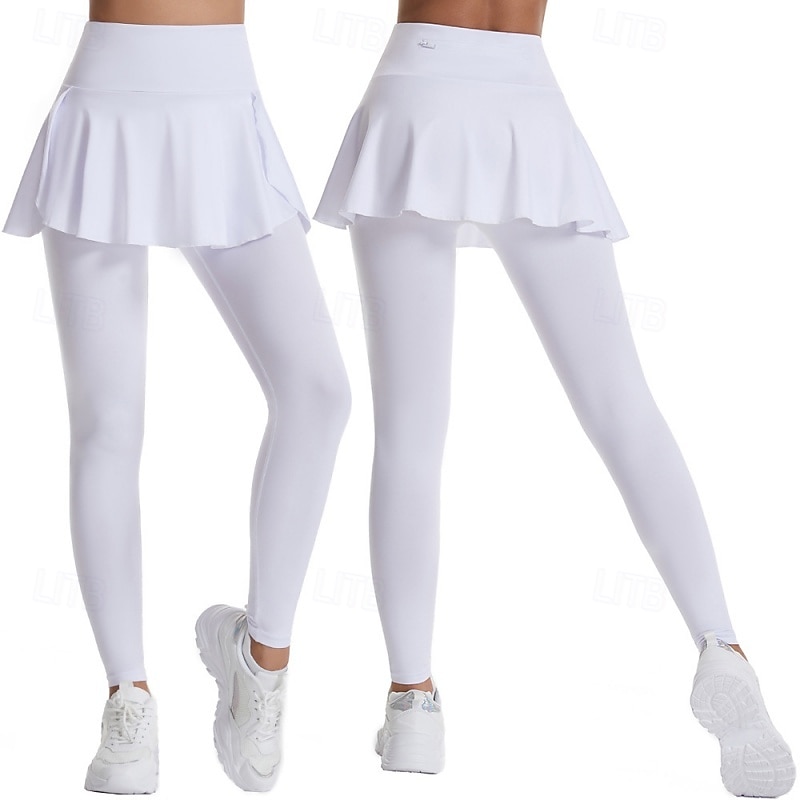 Women's Solid Colored Casual Skirt Tennis Skort Tennis Skirt with Leggings Sport Skirt Pocket High Waist Quick Dry Breathable Tennis Golf Pickleball Skirt Bottoms Black White Tennis Clothing 2026 - $21.99 –P5