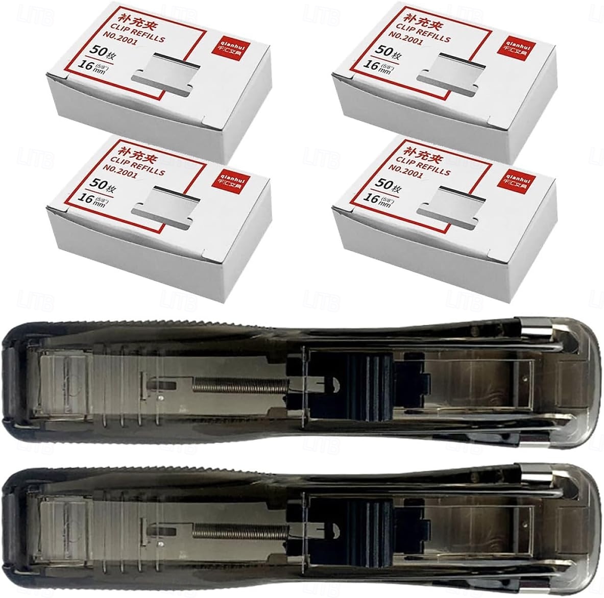 Bærbar permklipsstiftemaskin, påfyllbart stiftemaskinsett for kontoret med 2 bærbare papirklippere og permer og 200 stk. påfyllingsklips for filinnbinding og dokumentinnbinding 2026 - $15.99 –P7