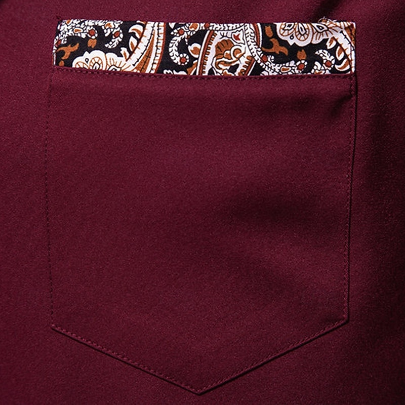 Men's Shirt Dress Shirt Button Up Shirt Cashew nuts Daily Business Black White Red Long Sleeve Turndown Spring All Seasons Clothing Apparel Patchwork 2026 - $31.99 –P6