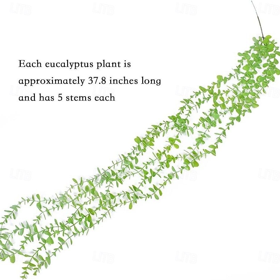 2026年 人工ユーカリのつる4本、フェイクグリーン吊り下げ式つる植物、天井装飾、リビングルーム、エアコンパイプラッピング、ホームデコレーション  コレクション – $17.99 –P5