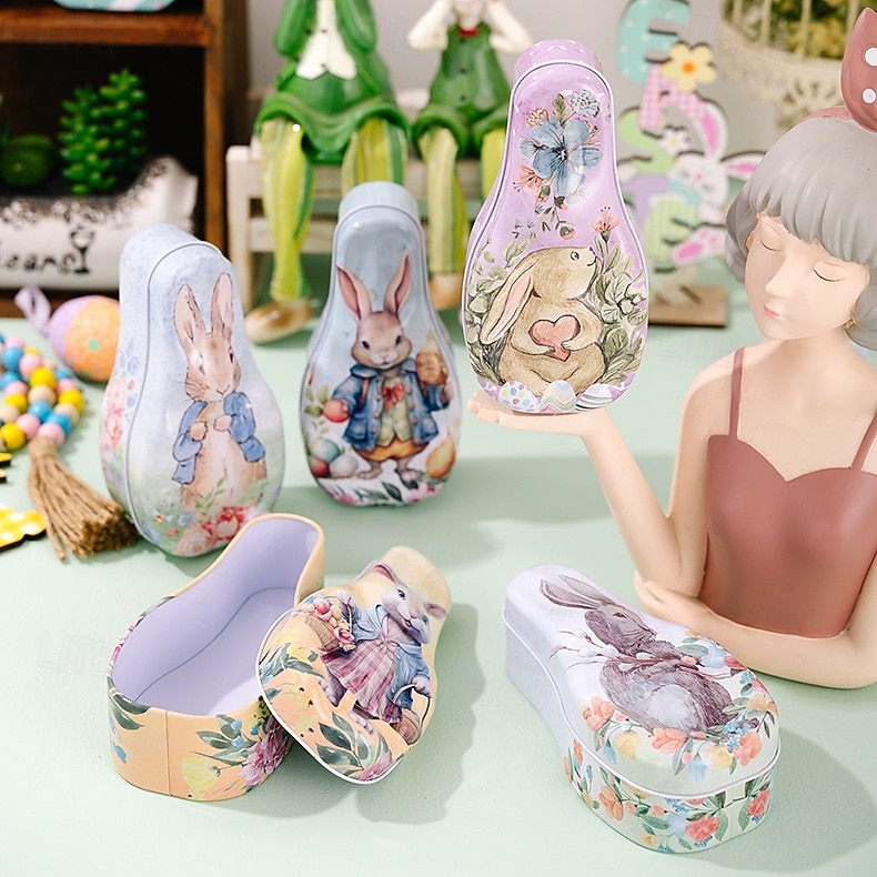 1pc Easter Bunny Tin Box, Colorful Metal Cookie Candy Box, Cartoon Rabbit Gift Container for Kids, Easter Decoration 2026 - $5.99 –P1