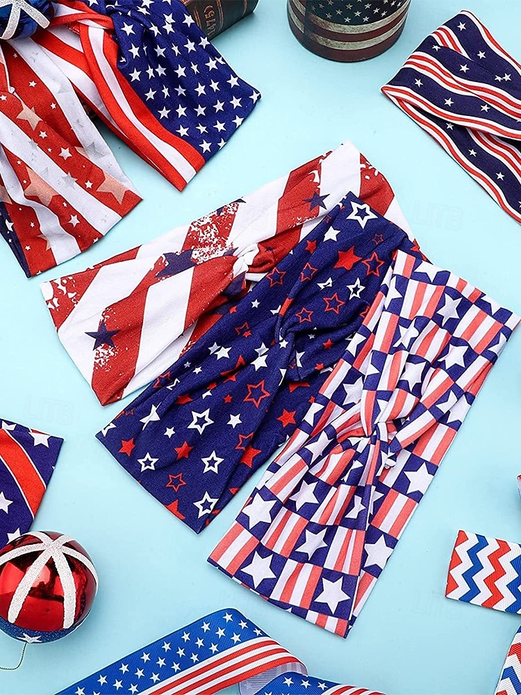 Stati Uniti 250° Anniversario Fascia per Capelli in Poliestere Patriottica da Donna Wrap per Capelli in Elastico Estensibile con Molti Stili di Bandiera USA Leggera e Confortevole Festiva per il del 2026 a $7.99 –P5