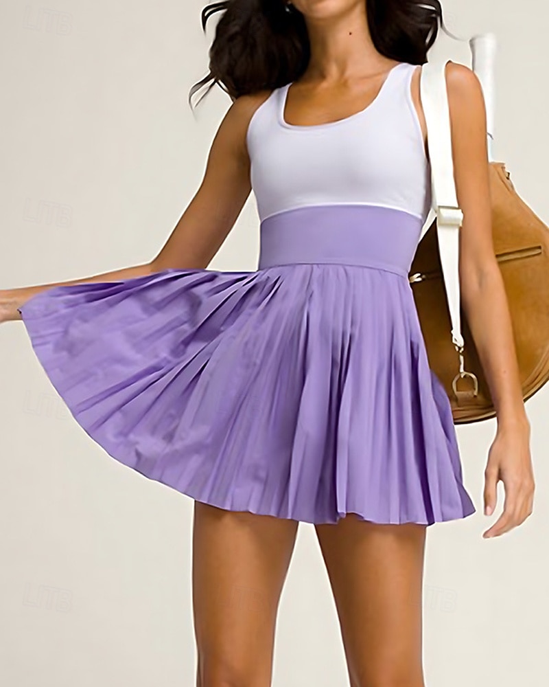 Dámské Slátanina Petit tenisové šaty Tenisové šaty s vestavěnými šortkami a podprsenkou Sportovní šaty Bez rukávů Kapsy Elastický Prodyšné Tenis Běh Zdatnost Kopeček Šaty Tepláková souprava Fialová 2026 - $50.99 –P3