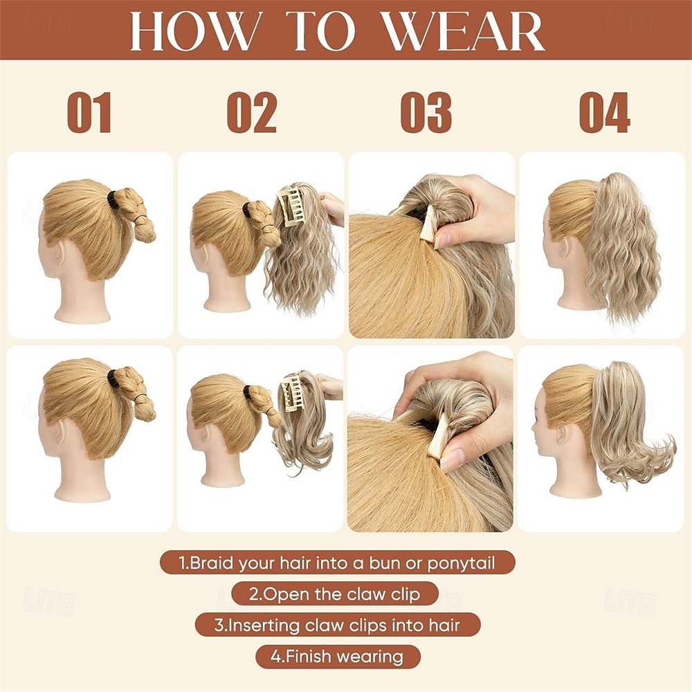2 PCS Ponytail Extensions Claw Clip Short Pony Tails Wavy Curly Synthetic Hairpieces for Women 12 Inch 14Inch Set 2026 - $33.99 –P4