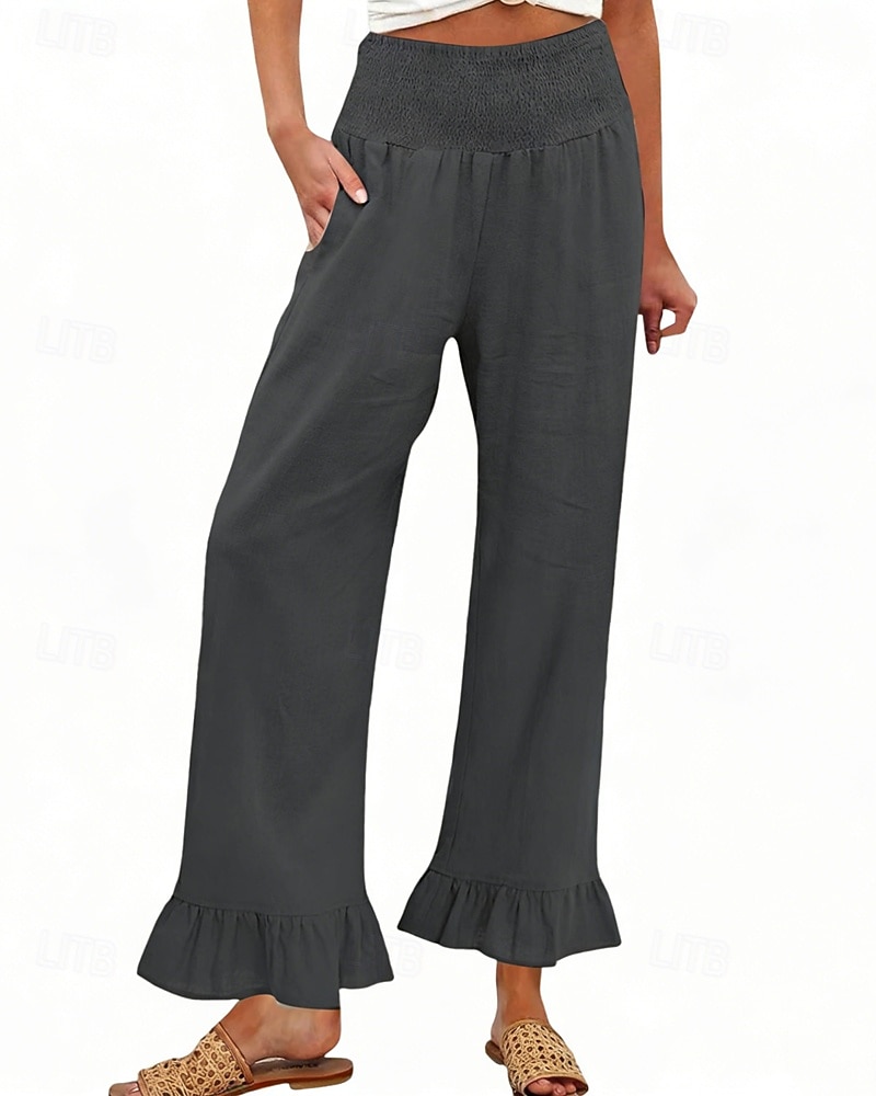 Pentru femei Pantaloni Pantaloni casual Drept Modă Șic Stradă De Bază Lungime totală Talie Înaltă Simplu Buzunar Talie elastică Comfortabil Inelastic Zilnic Vacanță Stradă Albastru piscină Negru 2026 - $26.99 –P2