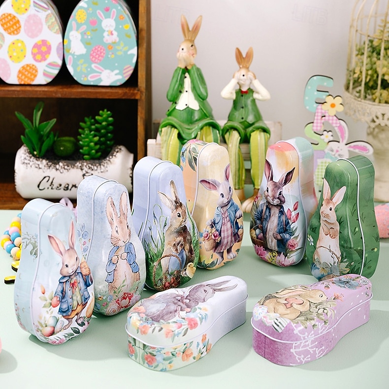 1pc Easter Bunny Tin Box, Colorful Metal Cookie Candy Box, Cartoon Rabbit Gift Container for Kids, Easter Decoration 2026 - $5.99 –P8