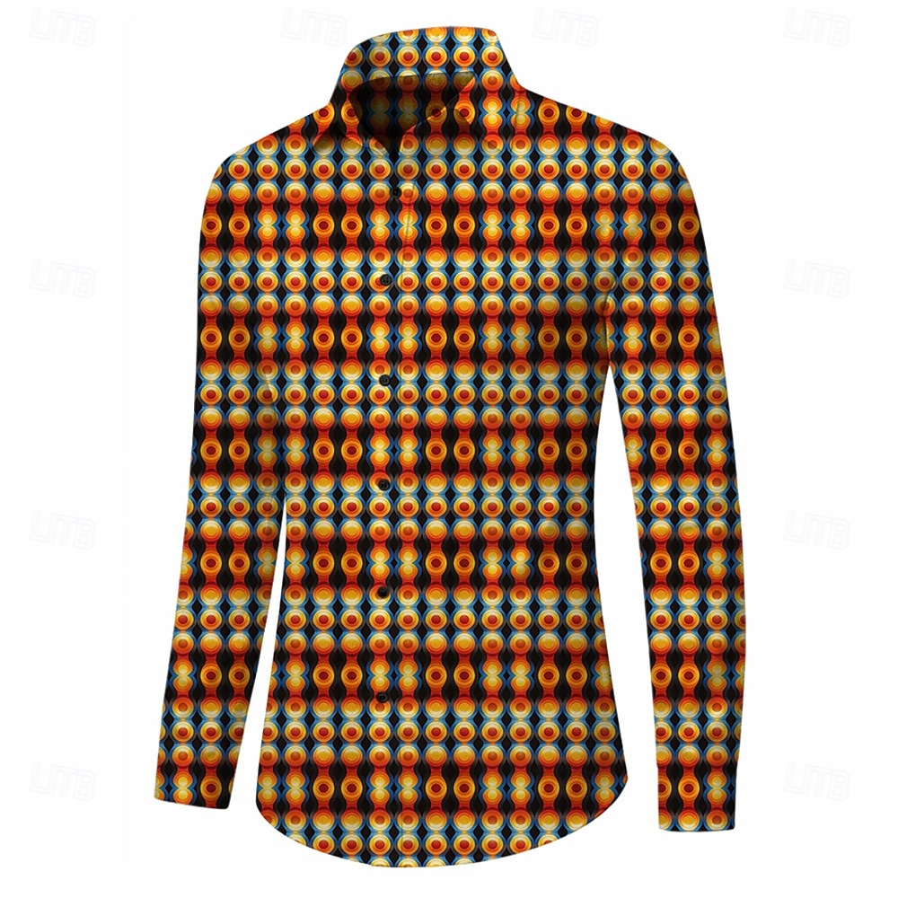 Retro Vintage 1970s Shirt Aloha Shirt Long Sleeves Hippie Geometric Fancy Dress Men's Masquerade Music Festival Party Daily Wear Adults' Shirt 2026 - $23.99 –P1
