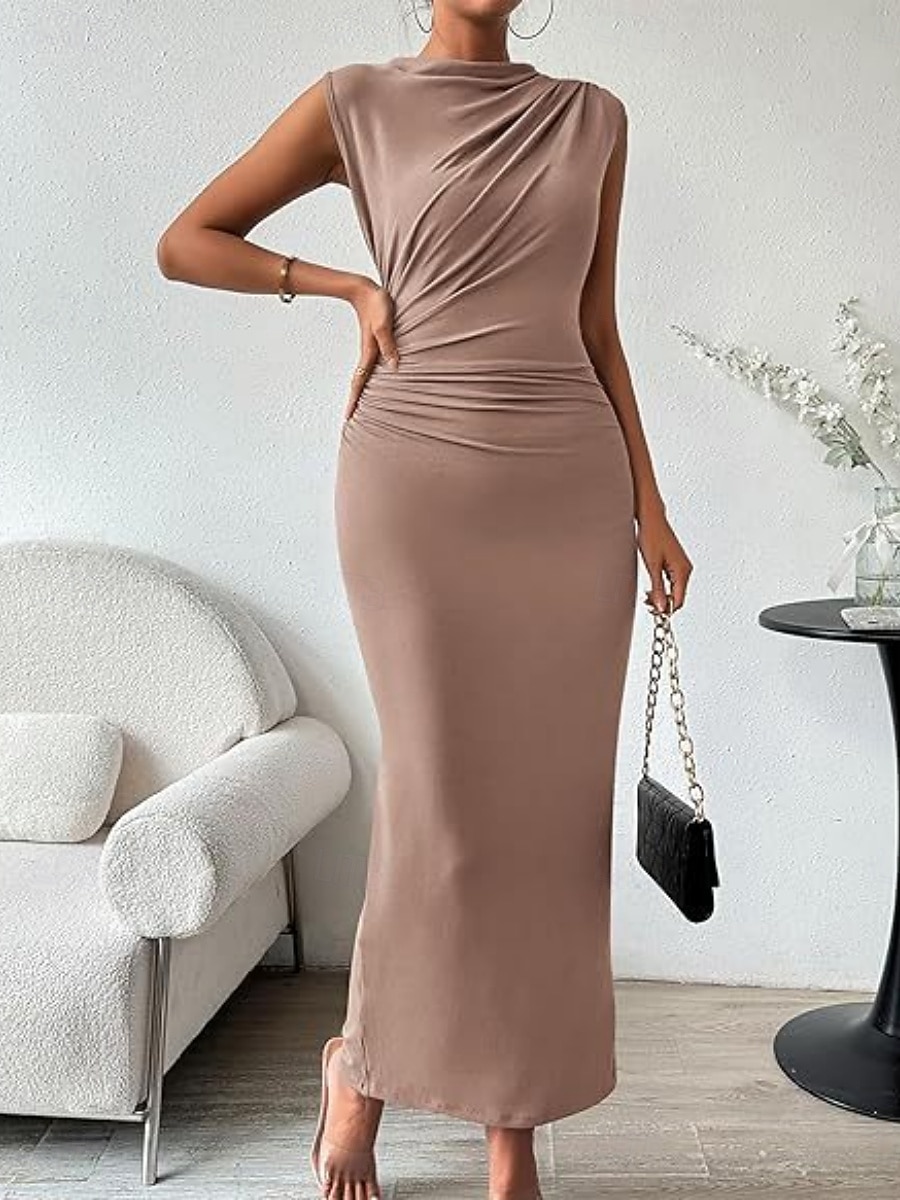 Damen Maxikleid Abschlussballkleid Partykleid Freizeitkleid Cocktailkleid Elegant Mode Modern Outdoor Abendgesellschaft Party Normale Passform Einfach Ärmellos Hoher Ausschnitt Schwarz Burgunderrot 2026 - $17.49 –P13