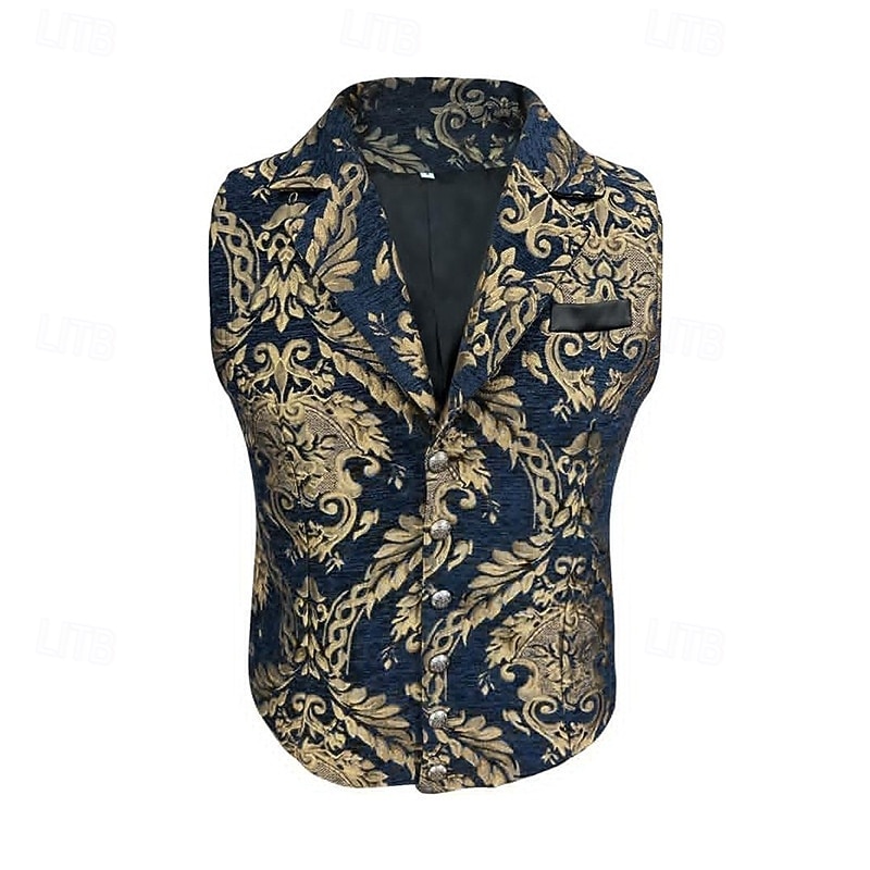 Ρετρό / Βίντατζ Ροκοκό Αναγέννησης Veste  Αμάνικο Πρίγκηπας Αριστοκράτης Ζακάρ Φανταχτερή Φόρεμα Ανδρικά Αποκριάτικη Στολή Απόκριες Μασκάρεμα Έκθεση Αναγέννησης LARP Ενηλίκων Γιλέκο 2026 - $45.99 –P1