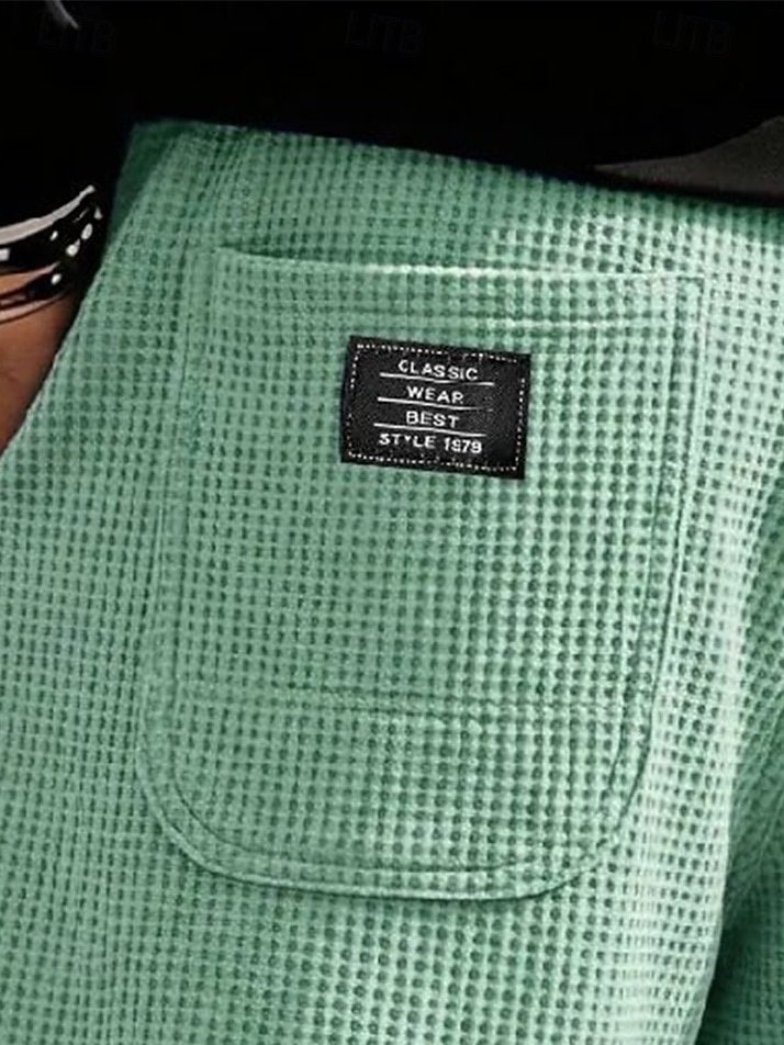 Homme Gauffré Shorts d'été Shorts de plage Cordon de serrage Taille Élastique Jambe Droite Uni Confort Doux Longueur Genou Quotidien Plage Mode Chic & Moderne bleu marine Non Elastique de 2026 ? $22.99 –P3